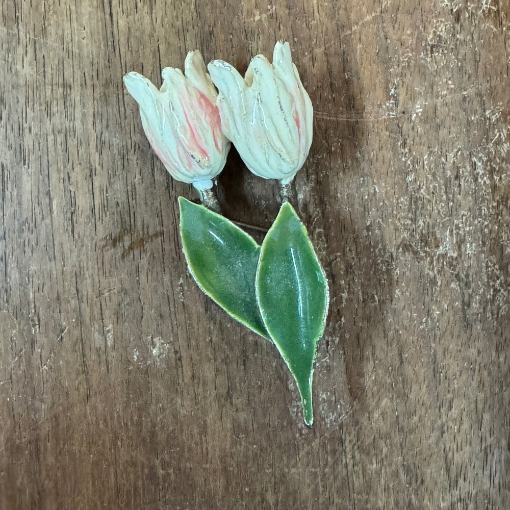 Vintage KC Kenneth Cole Tulip Flower Brooch Pin Gold‎ Tone Floral Jewelry